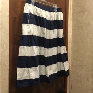 Navy and white striped skirt with pockets